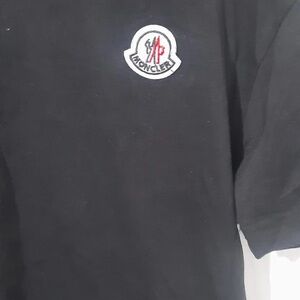 Moncler Black Tee with Logo Patch